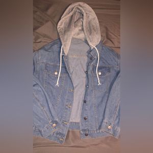 Hooded Unisex Light blue Jean jacket